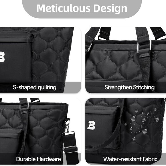 Luxurious Extra Large Black Travel Tote for Women - Stylish Versatile Design - Picture 6 of 9